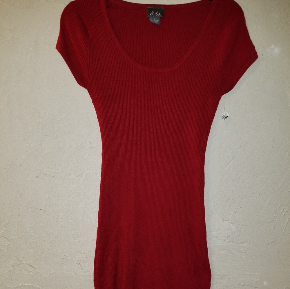 Red knit sweater dress